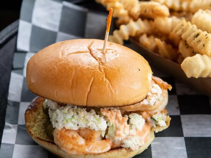 Shrimp burger at Al's in Chapel Hill, North Carolina