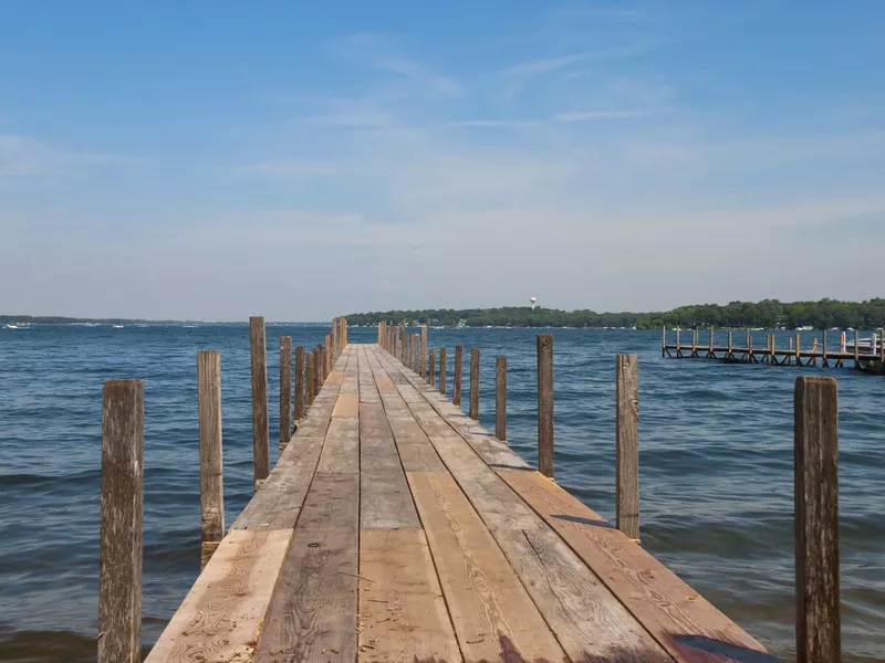 Pier on Lake Spirit, Arnolds Park, Iowa, USA