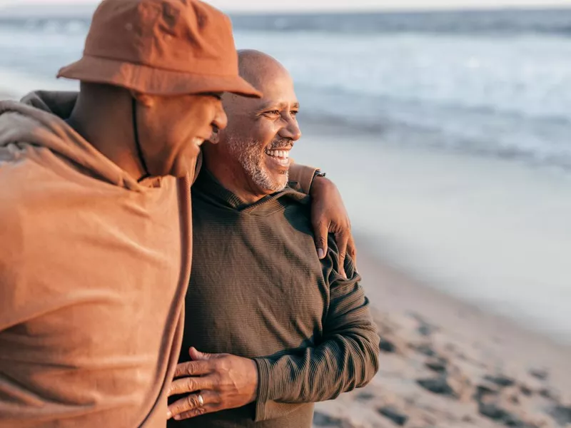 Gay couple at the beach