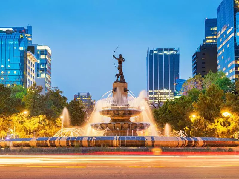 Diana the Huntress Fountain in Downtown Mexico City