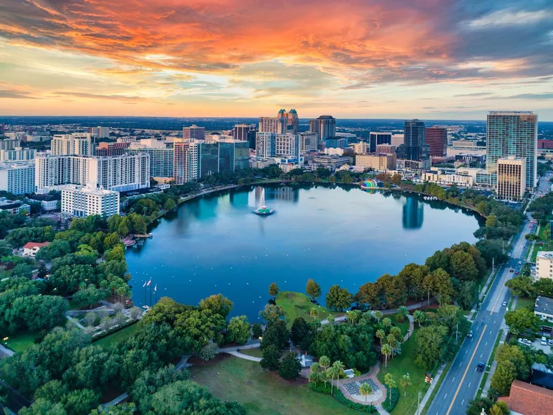 Orlando, Florida, USA Downtown Drone Skyline Aerial