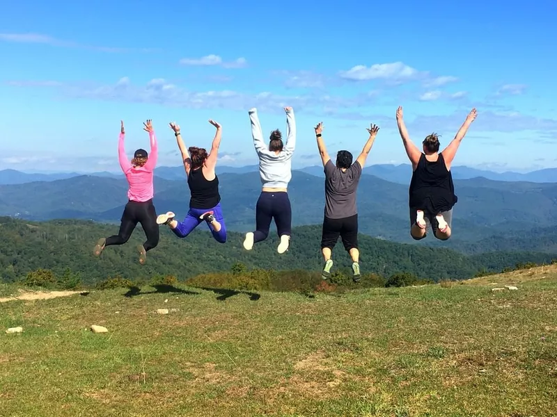 Group of women hiking in Asheville