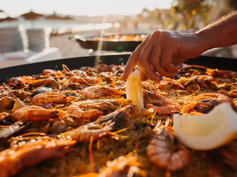 Paella on the beach in Majorca