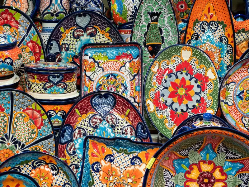 Traditional Pottery at Street Market, San Miguel de Allende