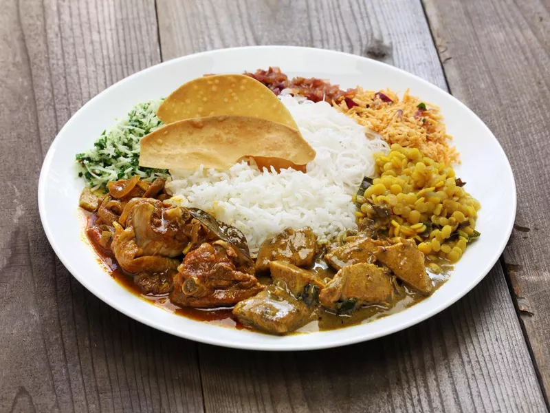 sri lankan rice and curry dish