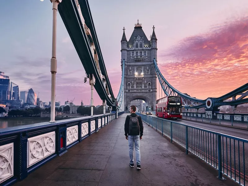 London at colorful sunrise