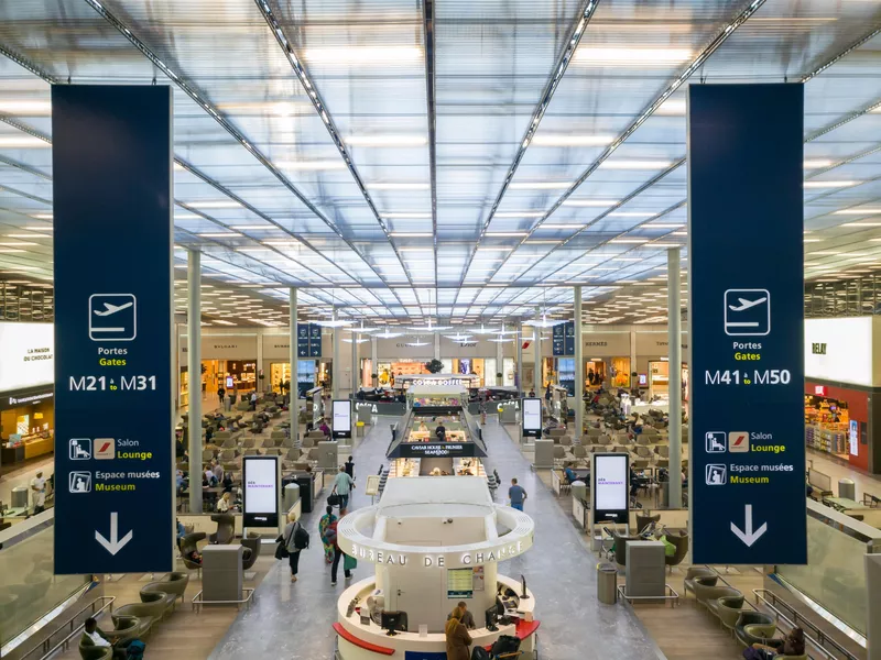 Paris Charles de Gaulle Airport terminal in France