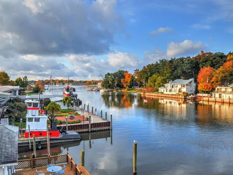 Nautical Scene with Fall Leaf Colors-Saugatuck,Michigan