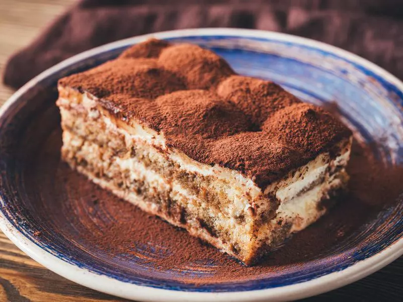 Portion of tiramisu dessert