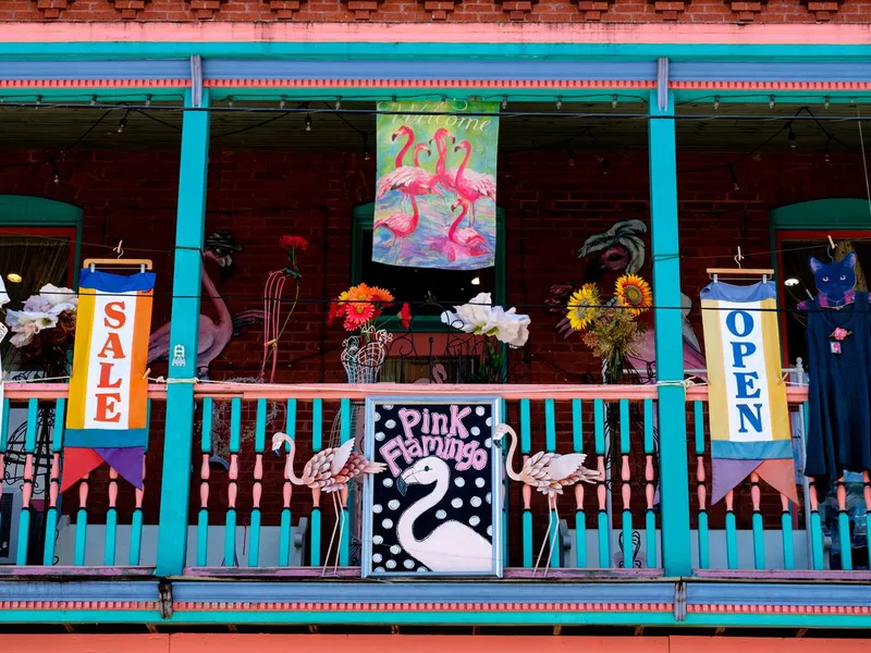 the Pink Flamingo Storefront in Eureka Springs, Arkansas