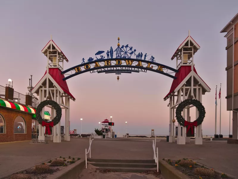 Ocean City Boardwalk Gateway at Dusk