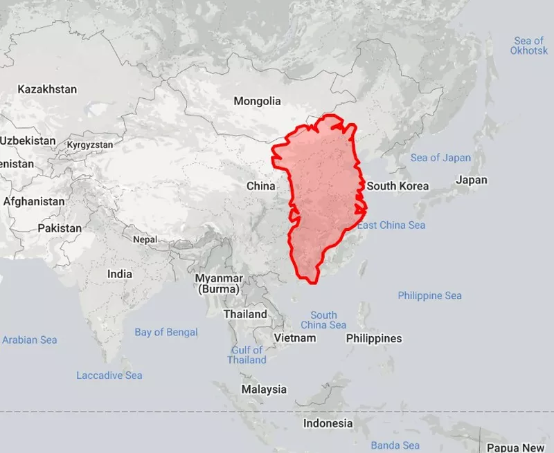 Greenland compared to China