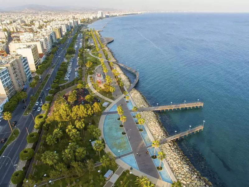 Aerial view of Molos, Limassol, Cyprus