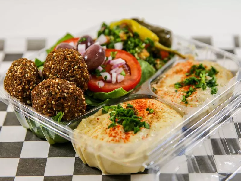 Hummus and falafel from Saad's Halal Restaurant