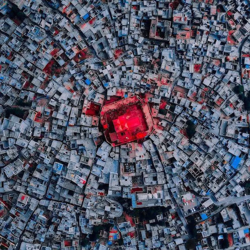 Aerial view of Uttar Pradesh during Holi