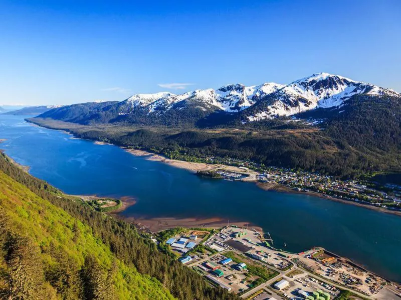 Mountains and river in Juneau, Alaska