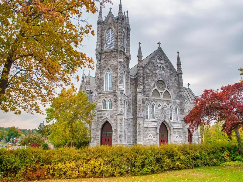 Bennington Cathedral in foliage fall season, Vermont