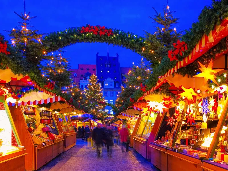 Leipzig holiday market in the evening