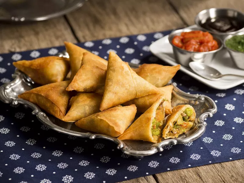 Vegetarian Samosas with Chutney