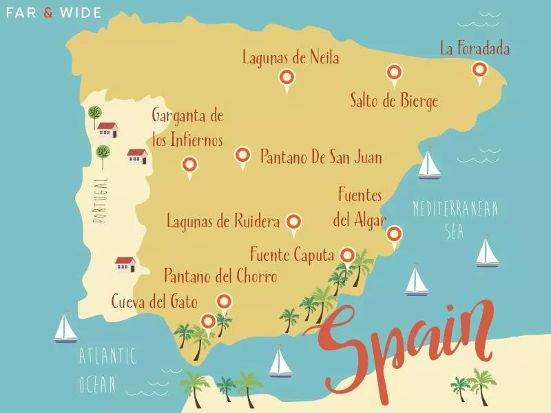 Map of Spain swimming spots