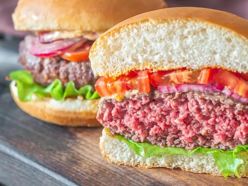 Hamburger on the cutting board