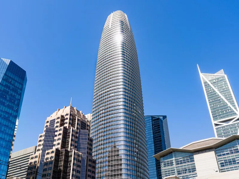 Salesforce tower rising above other skyscrapers, San Francisco