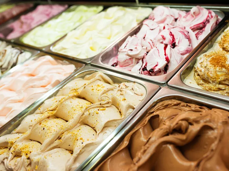 Gelato flavors on display