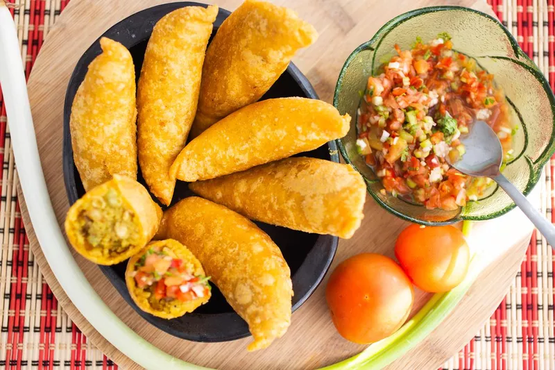 Delicious Colombian empanadas with aji