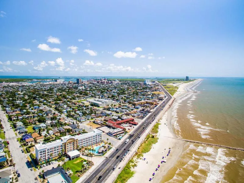 Galveston Texas Sea Wall and Beach