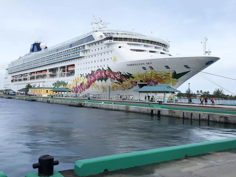 Norwegian Cruise Line's Norwegian Sky, docked at the Nassau cruise terminal