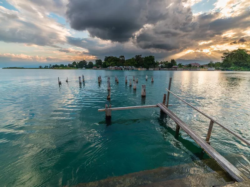 Old jetty on Poso Lake, Sulawesi, Indonesia