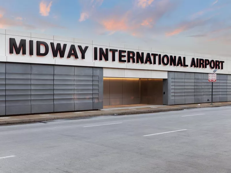 Midway International Airport at sunset