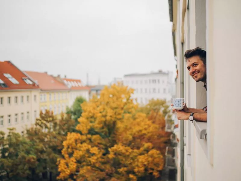 Man enjoying coffee in Germany