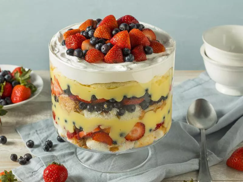 Homemade strawberry trifle dessert