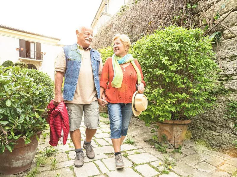 couple in San Marino old town castle