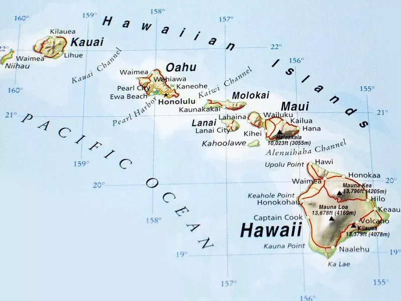 Map of Hawaiian Islands