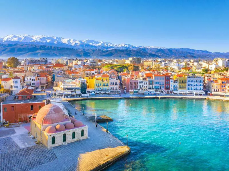 Aerial view of Chania, Crete, Greece.