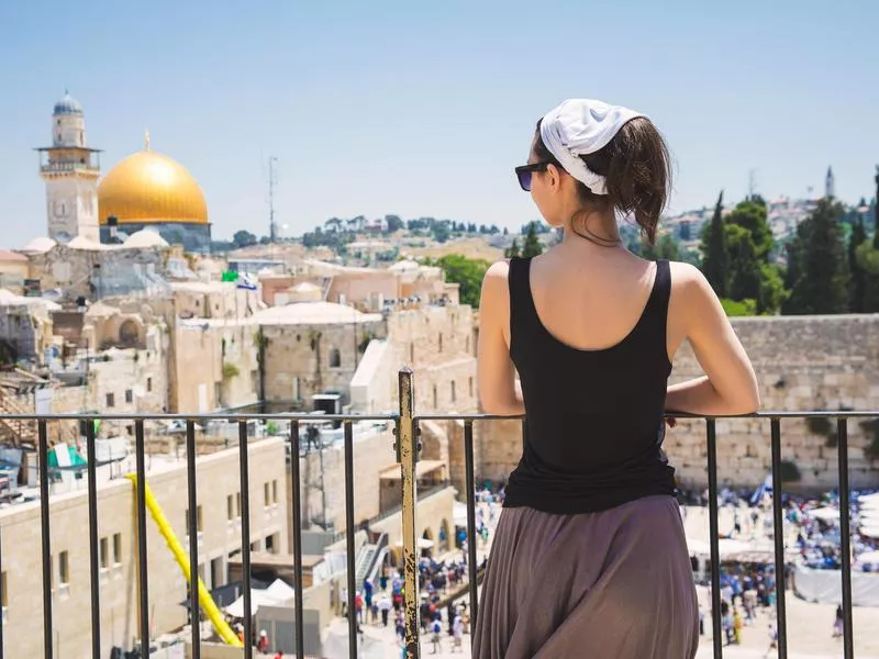 Woman in balcony in Israel