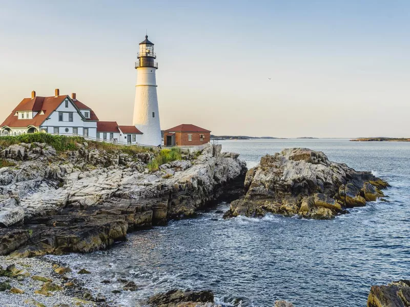 Portland Head Lighthouse, Maine, USA at sunset