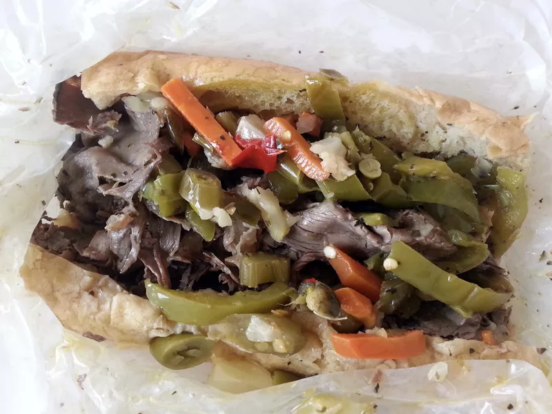 Italian beef sandwich from Johnnie's Beef