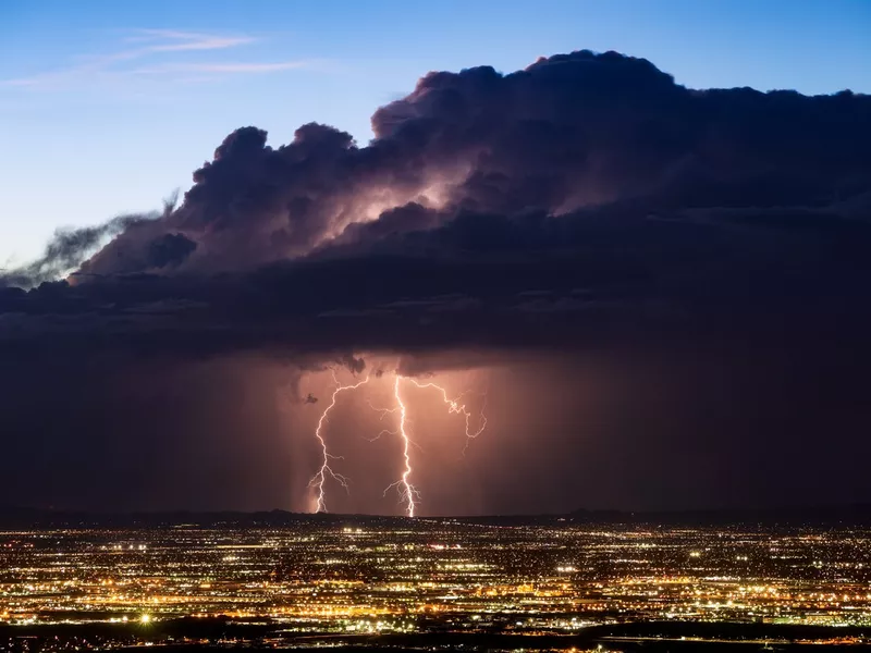 Lightning strike from a thunderstorm