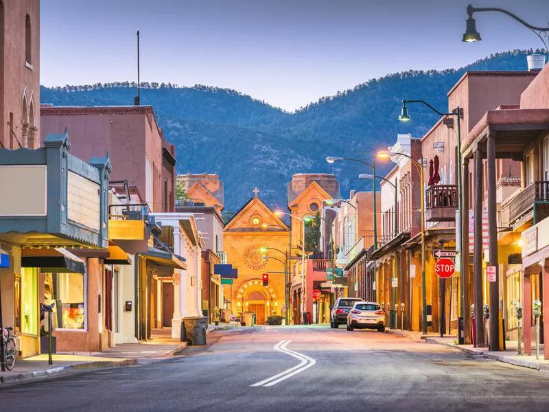 santa fe, new mexico at night