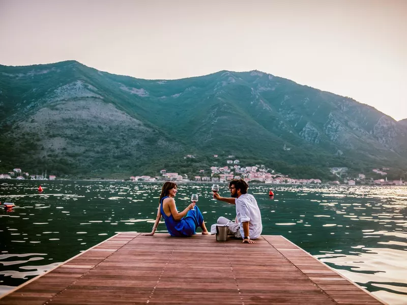 Romantic sunset by the sea