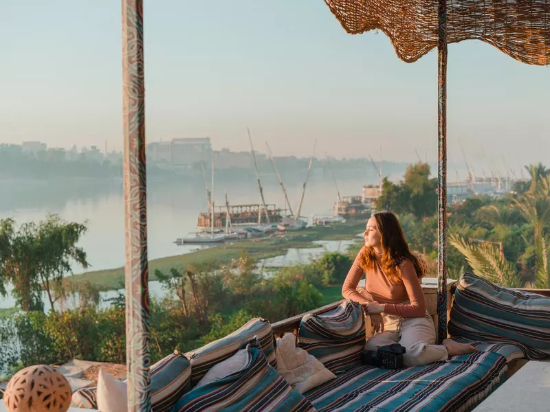 Scenic view of Nile at sunset