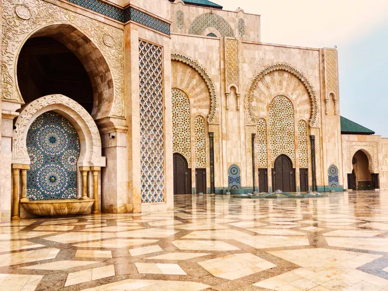 Detail of Hassan II Mosque in Casablanca, Morocco