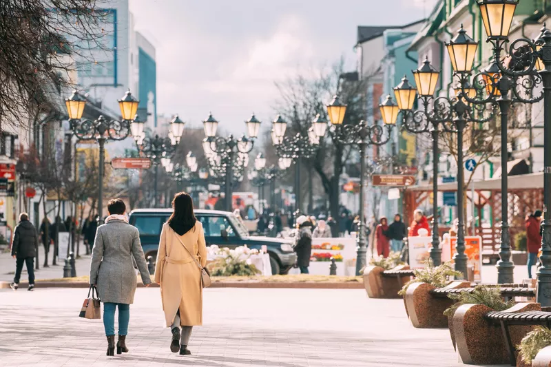 People Walking On Sovietskaya Street in Belarus