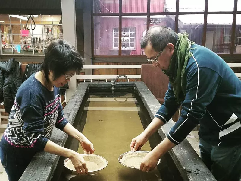 Panning for gold at Consolidated Gold Mine