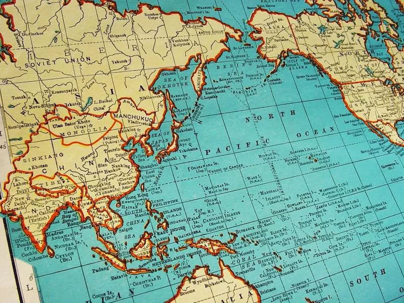 Pacific Ocean map circa 1942