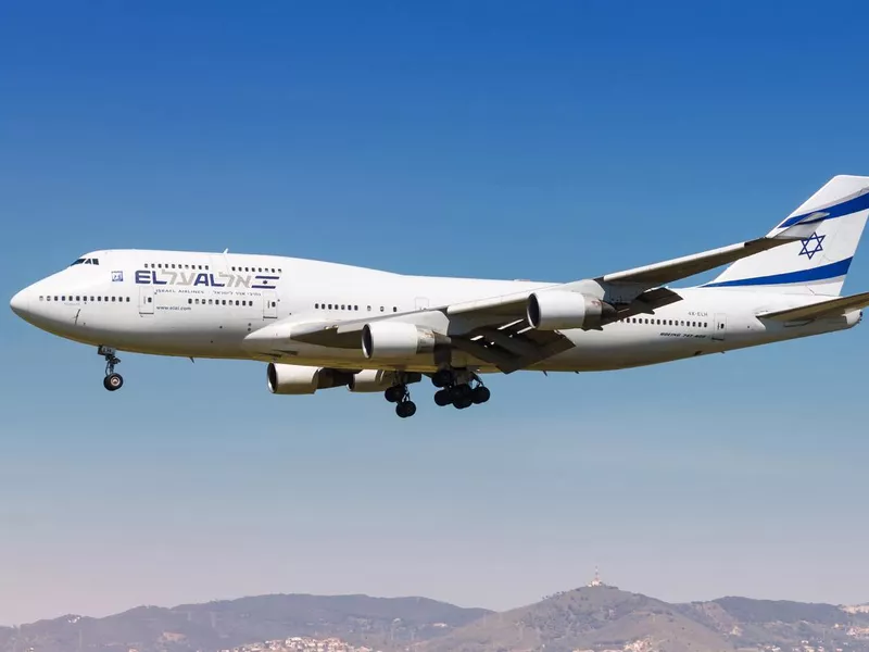 El Al Boeing 767 airplane at Barcelona airport