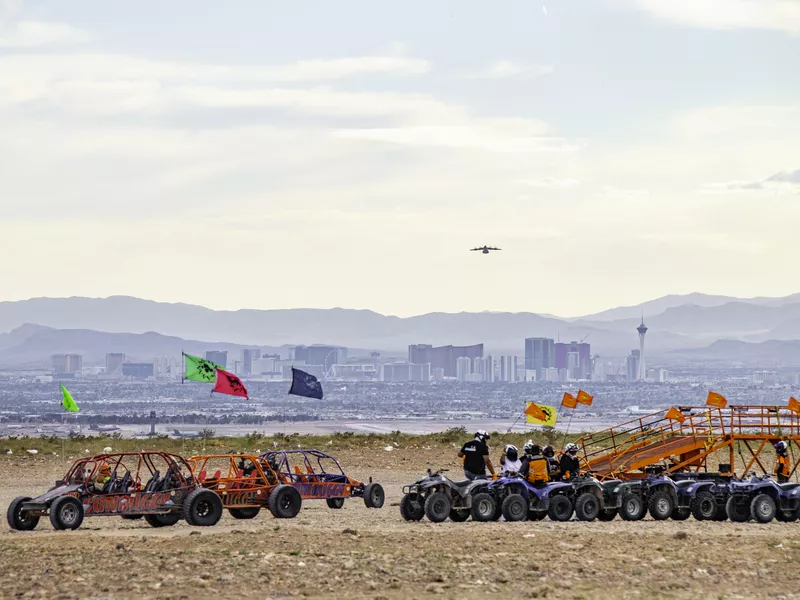 Visitors getting ready for sand buggy ride north of Las Vegas